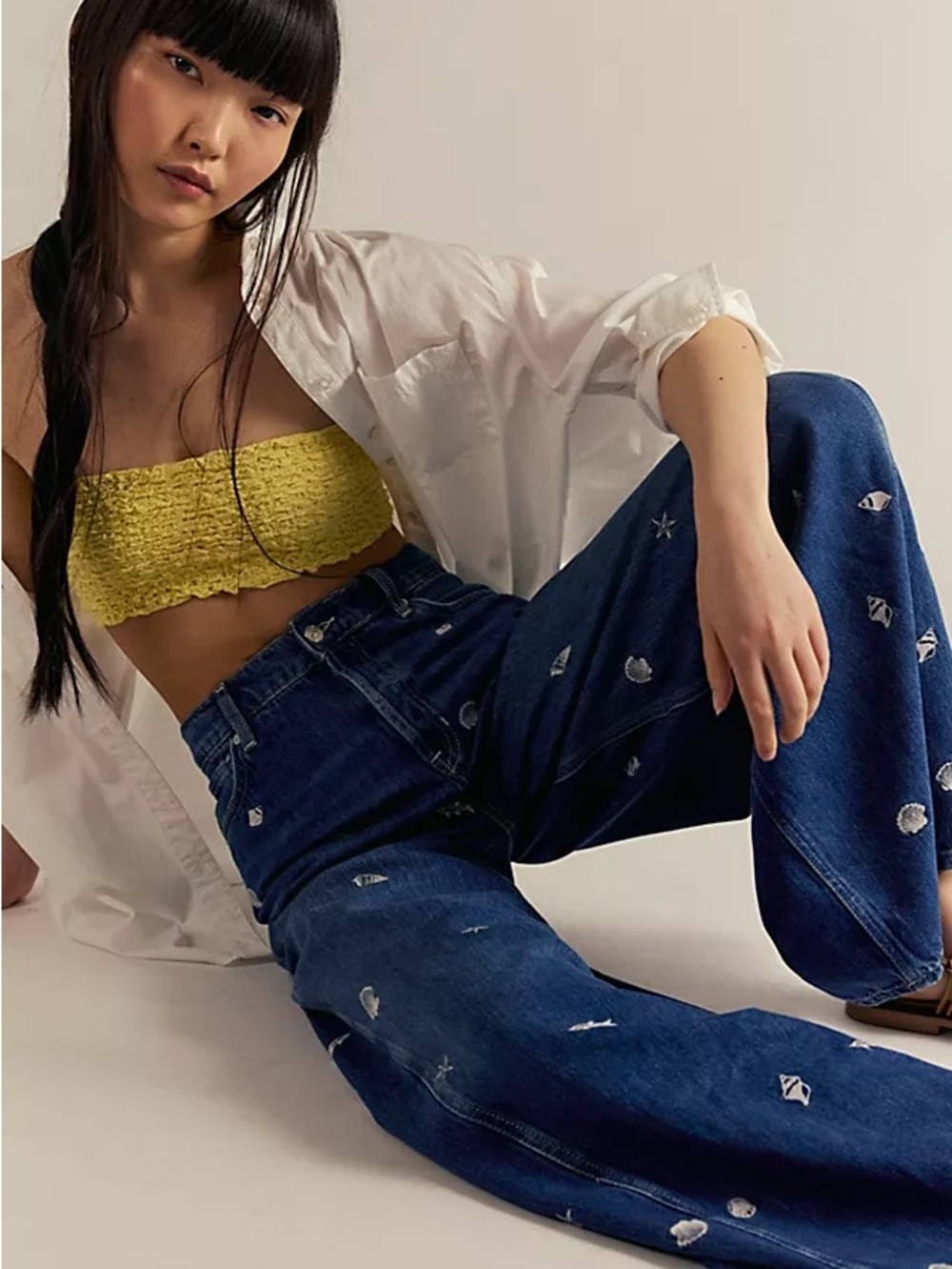 NWOT FREE PEOPLE X We The Free Westward Embroidered Jeans - 27 - Picture 4 of 5